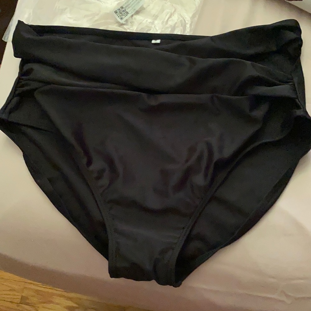 Black crisscross bikini bottom high waisted